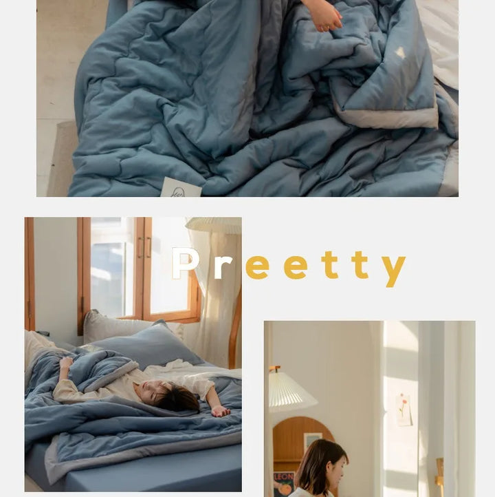 2024 Japanese Cotton-Polyester Summer Quilt – Lightweight, Washable, Skin-Friendly Solid Color Quilt | Stornfield