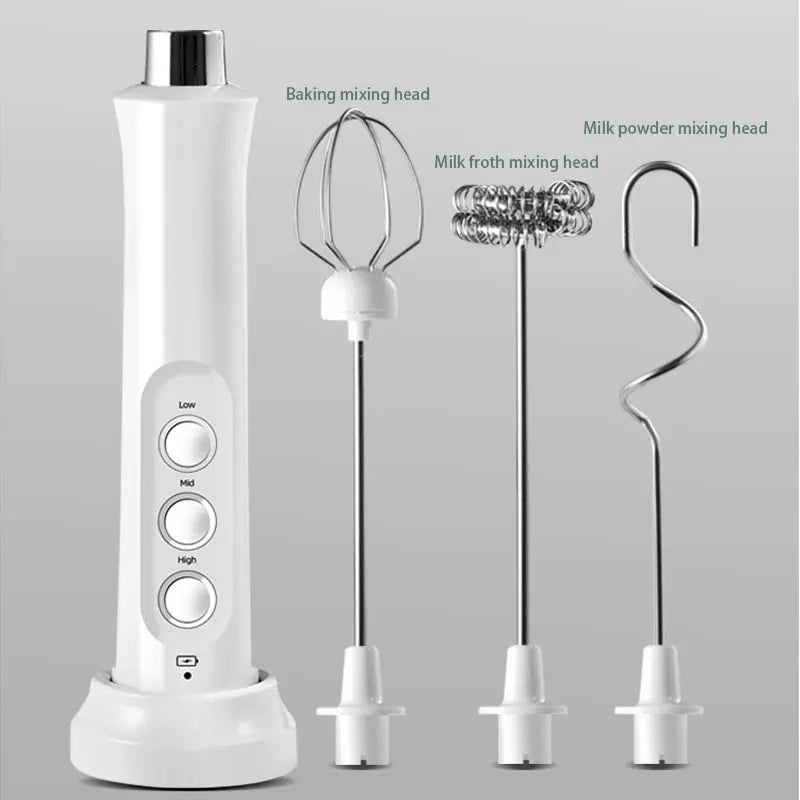 Stornfield | 3 In 1 Rechargeable Electric Milk Frother Milk Foam Whisk Handheld Frother High Speed Whisk Coffee Drink Mixer