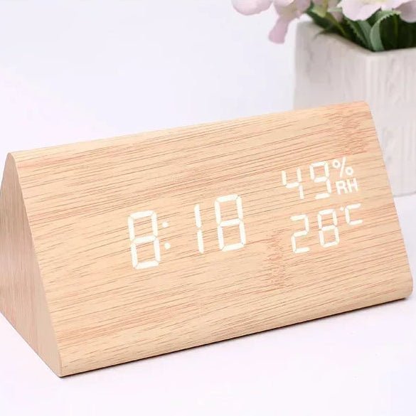 LED Alarm Clock Wood Look with 3 Alarms & Temperature | Stornfield