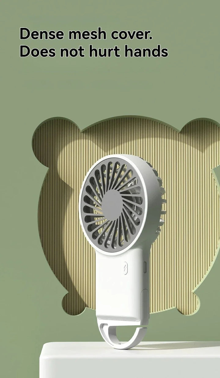 New Foldable USB Rechargeable Mini Fan | Handheld Desktop Fan with Cartoon Design & Hook for Outdoor, Home & Office Use | Stornfield