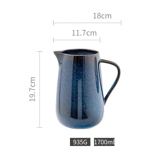 Laguna Kiln Blue Ceramic Pitcher Stornfield