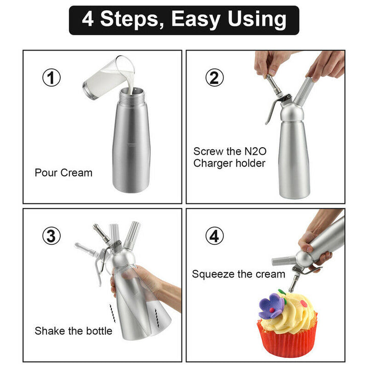 Sahnespender Alu with 3 nozzles 500ml | Stornfield