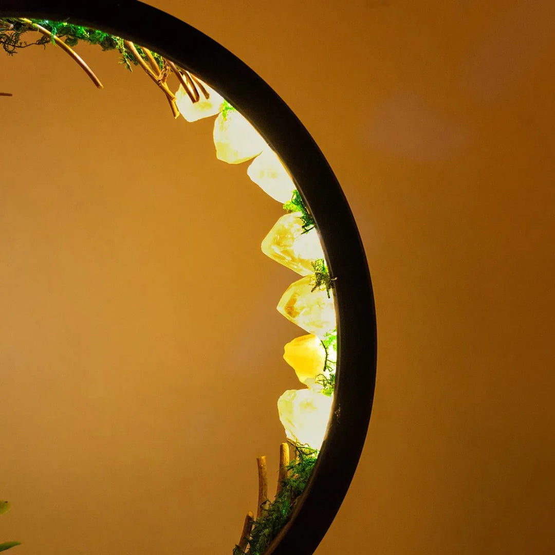 elegant round frame green crystals chic decoration | Stornfield