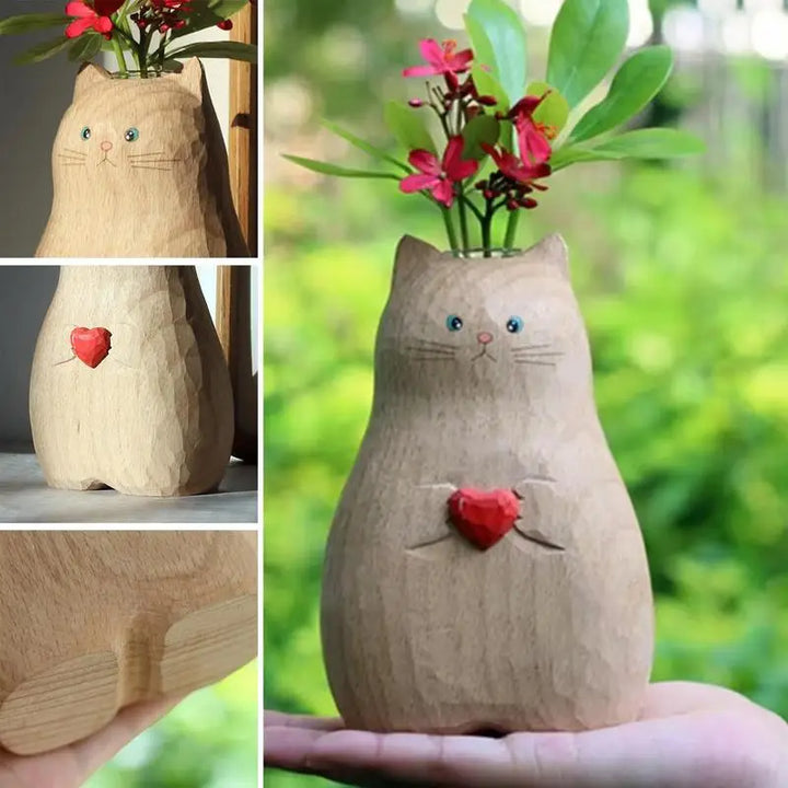 Vase fleur chat mignon
