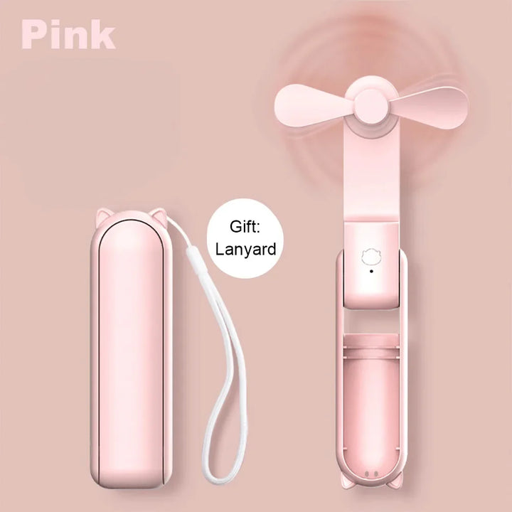 Portable Mini Handheld USB Fan – Rechargeable Folding Pocket Fan with Battery, Cooling Hand Fan and Power Bank Function | Stornfield