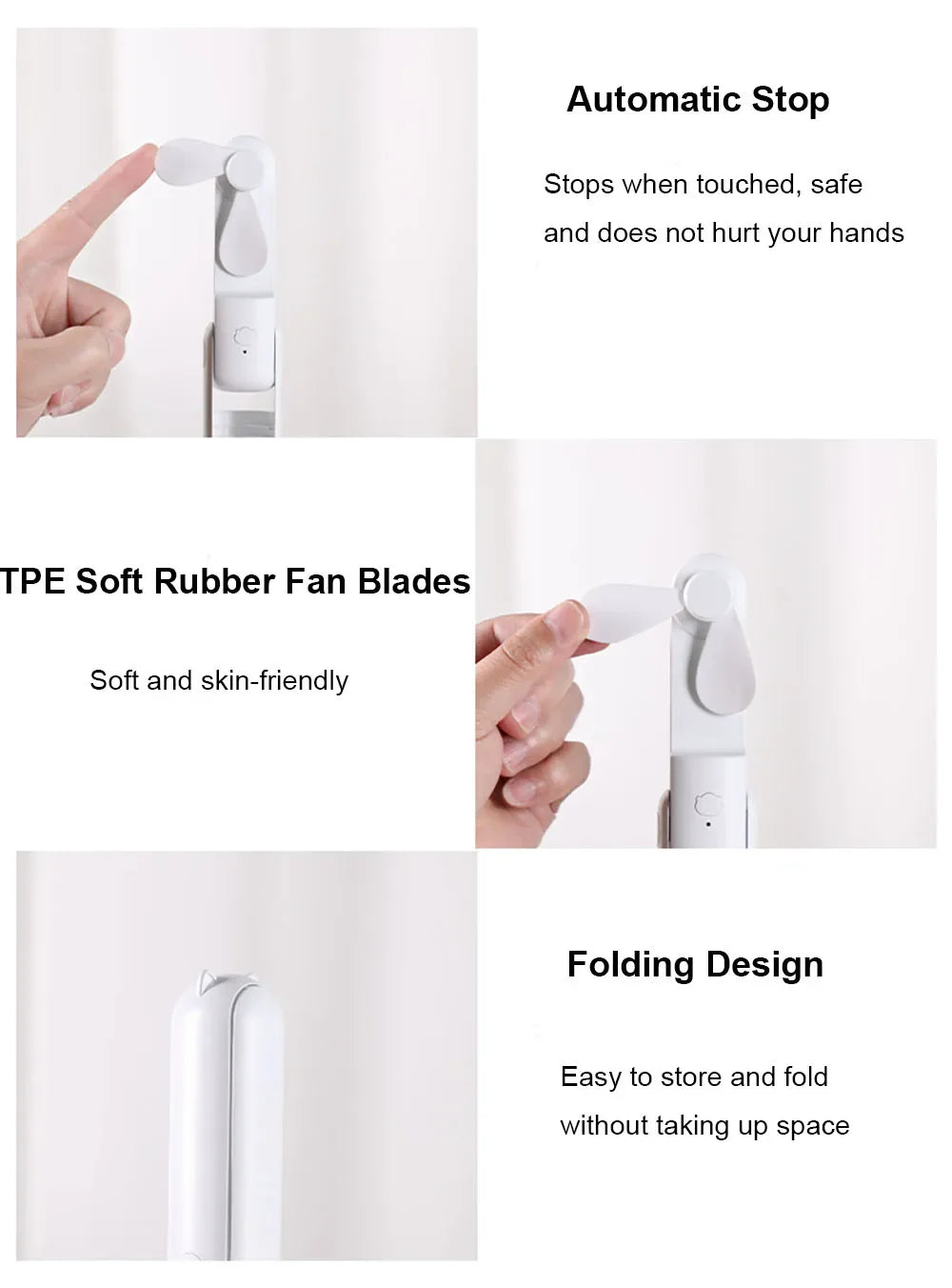 Portable Mini Handheld USB Fan – Rechargeable Folding Pocket Fan with Battery, Cooling Hand Fan and Power Bank Function | Stornfield