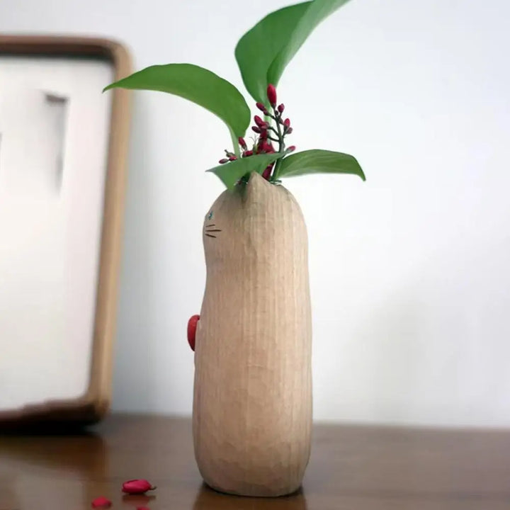 Vase fleur chat mignon