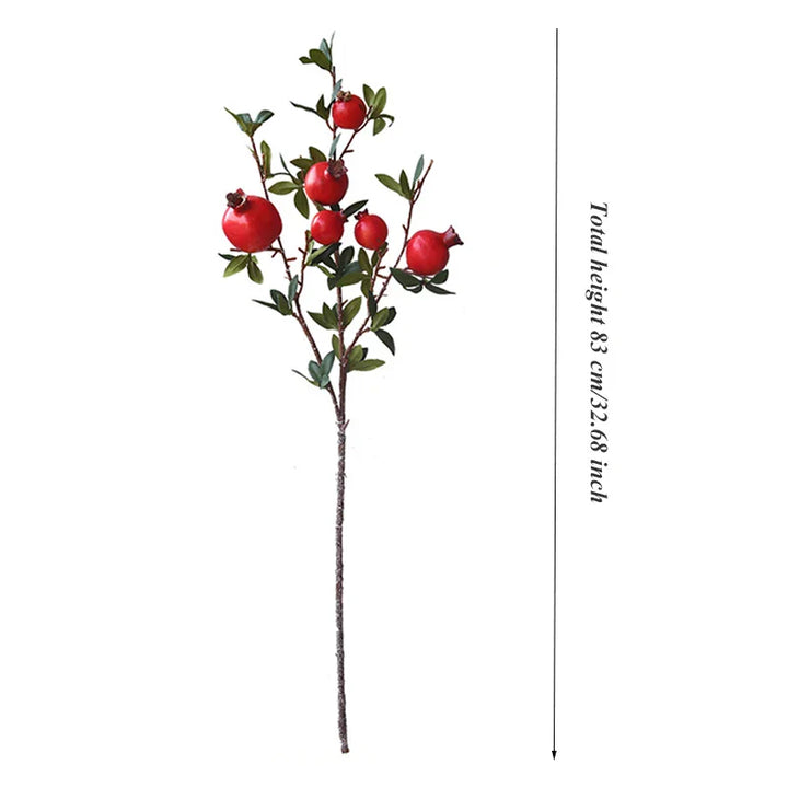 6-Piece Artificial Pomegranate Fruit Branch with Leaves | Stornfield