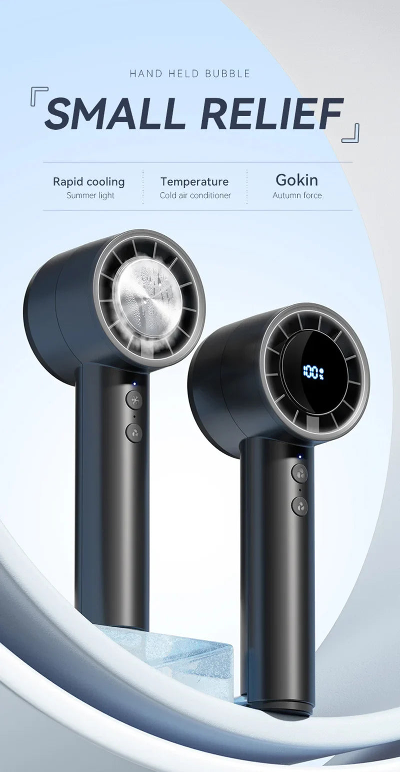 Silent High-Speed USB Handheld Fan – Portable Small Fan with LED Display, High Wind Power, and Cooling Air Conditioner Function | Stornfield