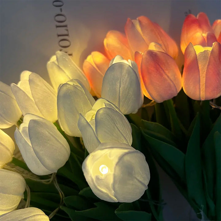 Stornfield | LED Lamp with Artificial Tulip Bouquet Perfect for Gifts or as Home Decorations for Wedding Parties