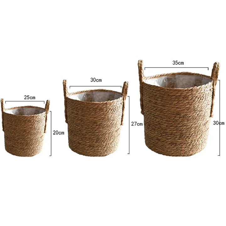 Stornfield | Nordic Extra Large Straw Pouch Flower Pot Storage Basket Seaweed Green Plant Potted Hand-Woven Flower Basket Floor Indoor Flower Pot