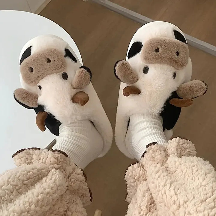 Funny Cow Slippers for Men and Women – Fluffy Winter Slippers, Cozy and Warm, Non-Slip and Soft for Home | Stornfield