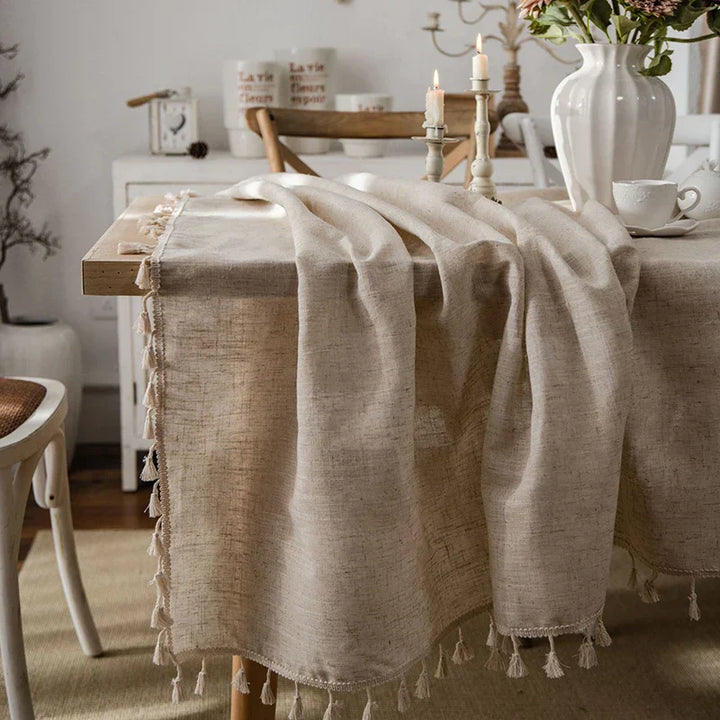 Stornfield | 2023 Cotton Linen Tassel Tablecloth, Rectangle Dining Tablecloth, Coffee Tea Table Cloths, Wedding Easter Decoration