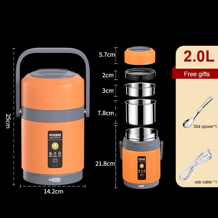 Stornfield | USB Heated Lunch Box | 304 Stainless Steel, Portable Food Warmer