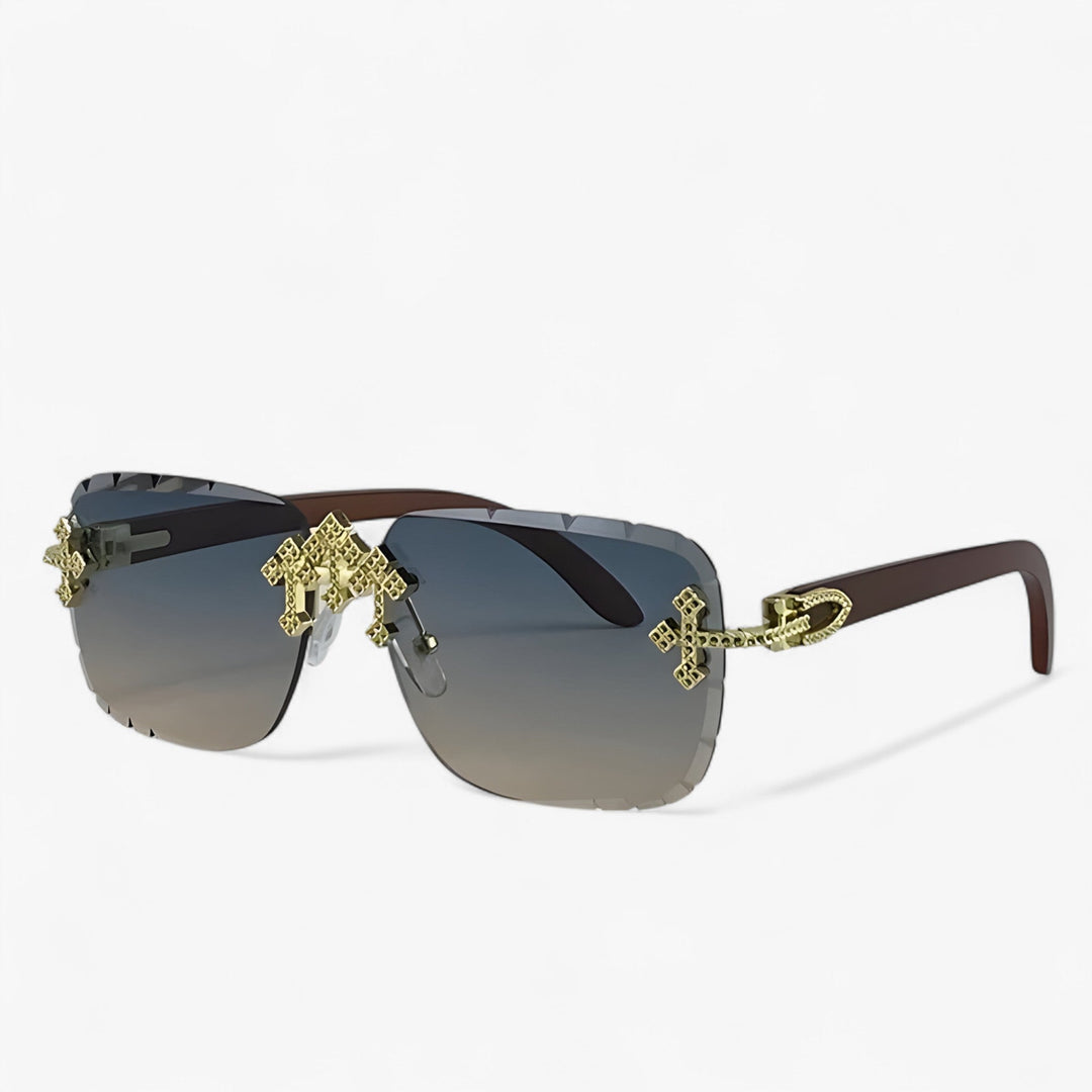 Rimless Steampunk Sunglasses with Metal Accents – Nirex | Stornfield