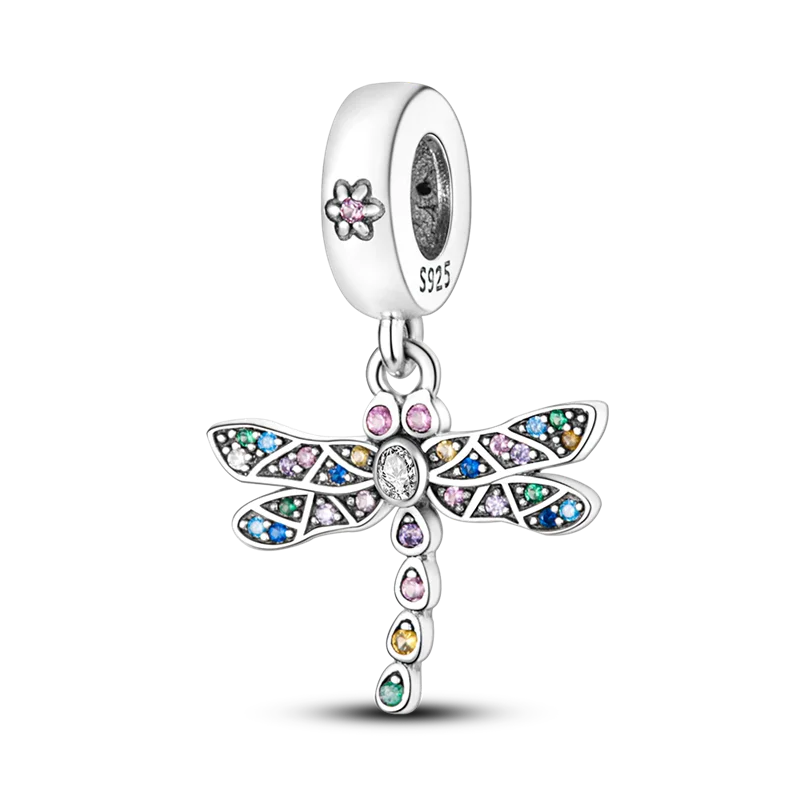 Stornfield | 925 Sterling Silver Charms, Leopard Gold Beads, Colorful Chameleon Rhino Lion Beetle Cat Pendant Compatible with Original Pandora Bracelet Jewelry