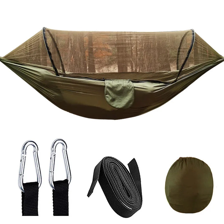 OutdoorRelax Hammock with Mosquito Net and Quick Release – 200 kg Load Capacity | Stornfield