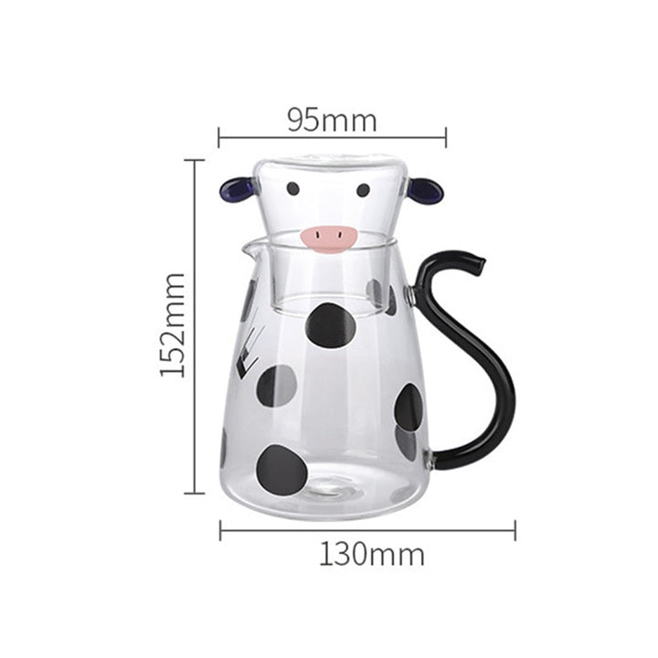 Joli pichet en verre vache avec tasse