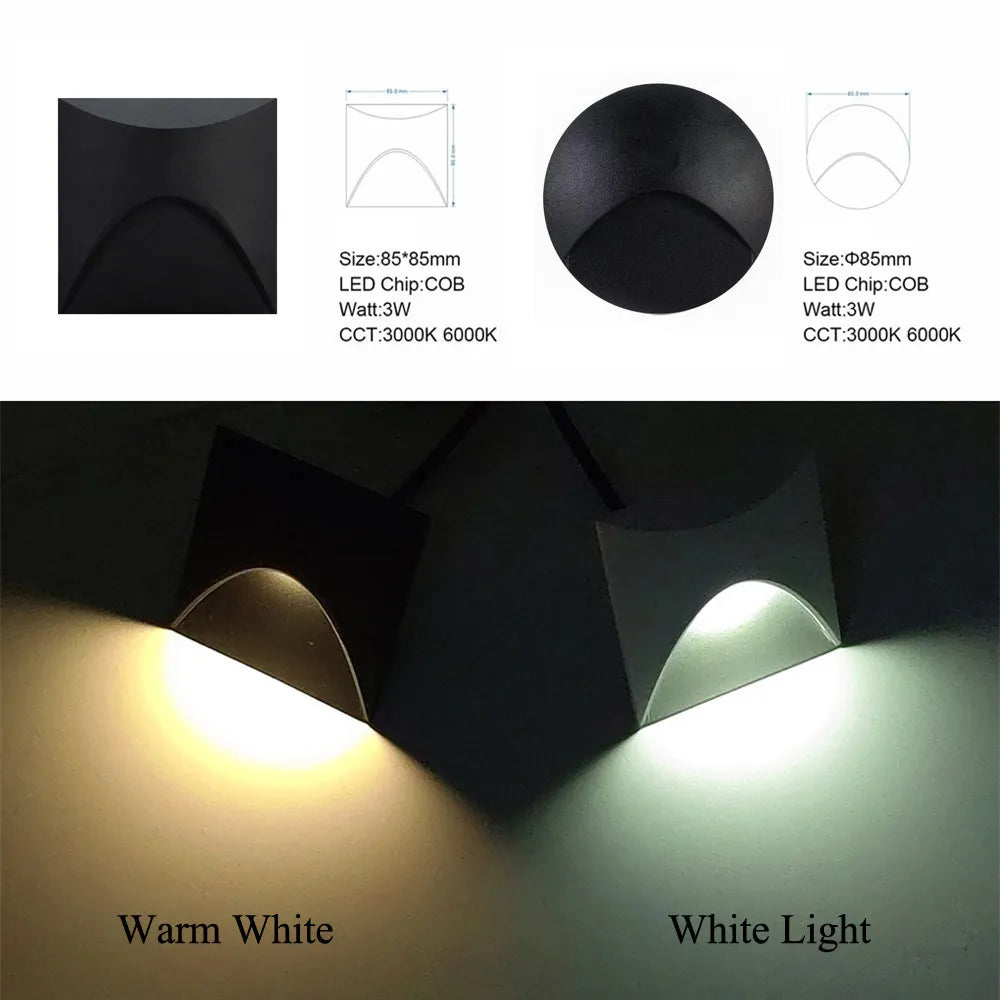 Stornfield | Modern waterproof IP65 LED recessed wall lamp for outdoor lighting - 3W embedded step & staircase balcony portal light