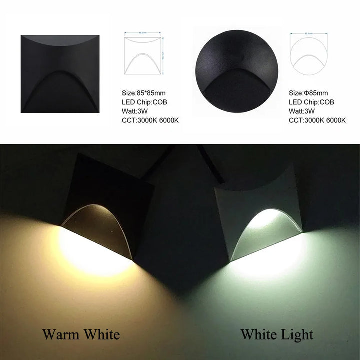 Stornfield | Modern waterproof IP65 LED recessed wall lamp for outdoor lighting - 3W embedded step & staircase balcony portal light
