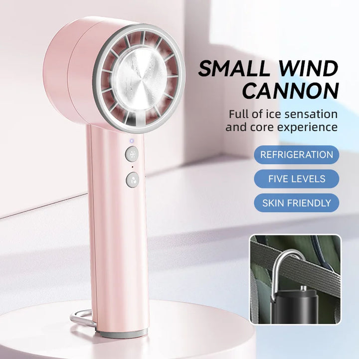 Stornfield | Brisano AirCool Mini Hand Fan with Cooling Function | 5 Speeds | LED Display & USB Charging | Quiet & Portable | For Travel, Office & Outdoor