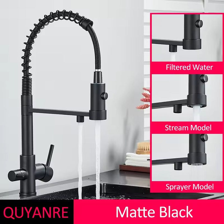 Sandsberg Black Filter Kitchen Faucet with Dual Outlet – Mixing Tap with Water Filter for Kitchens, Water Treatment and Cleaning | Stornfield