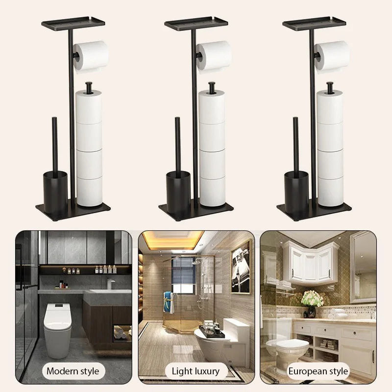 Toilet paper holder with brush & shelf | Stornfield