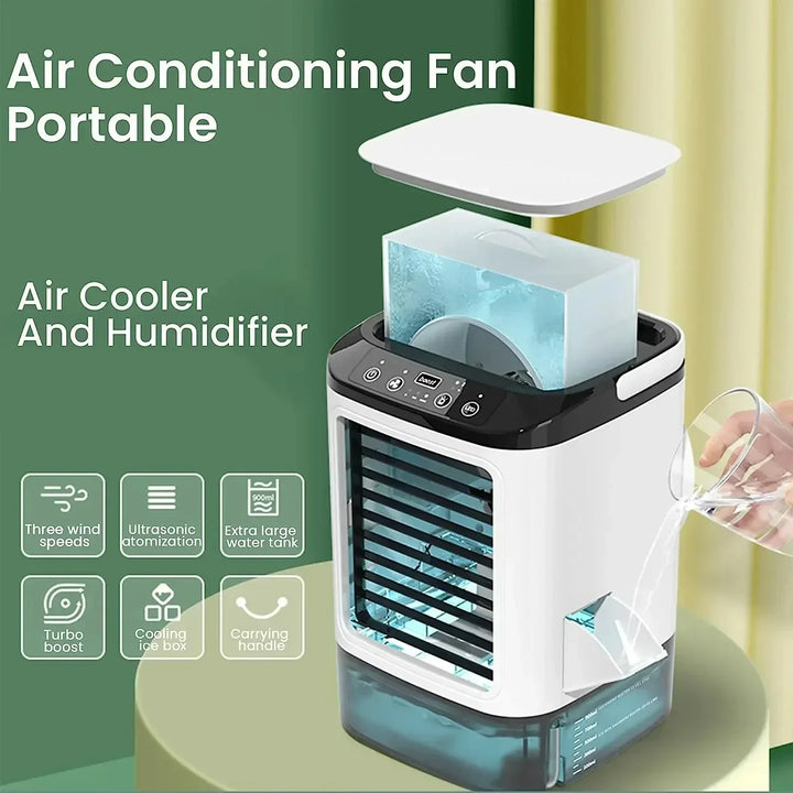 Portable Desktop Air Conditioner Fan – Dual Spray Ultrasonic Humidifier, 3-Speed Silent Air Cooler with Night Light for Home | Stornfield