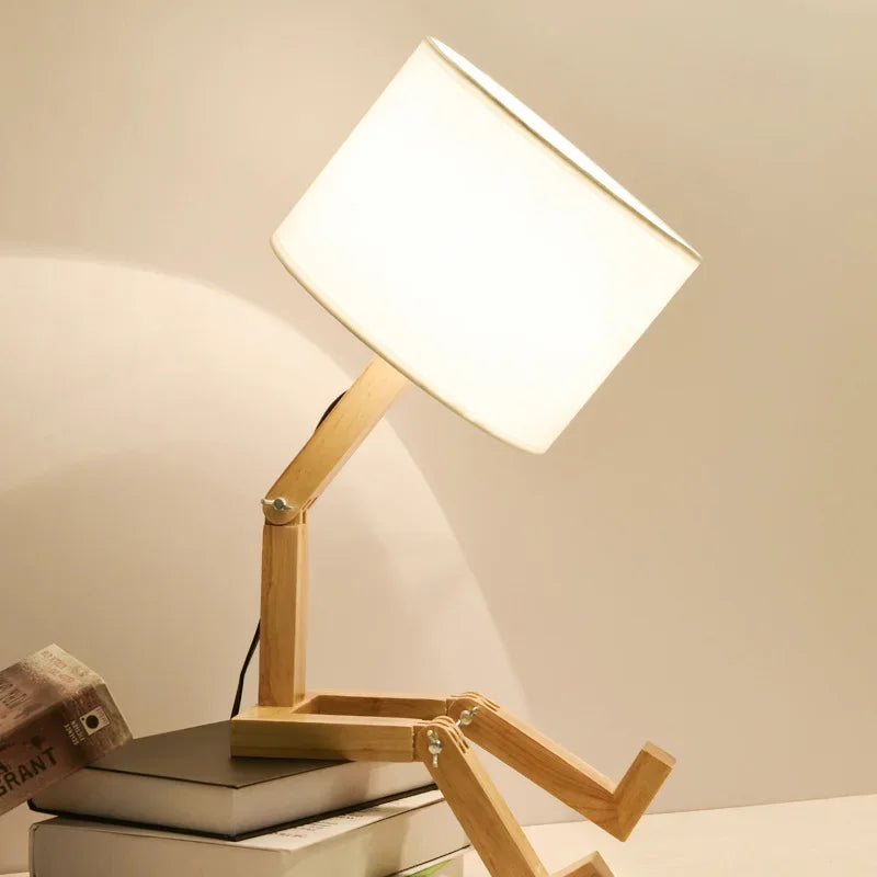 Wooden Table Lamp with Book Holder - RutanFlex | Stornfield