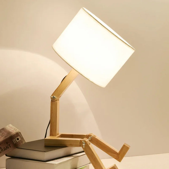 Wooden Table Lamp with Book Holder - RutanFlex | Stornfield