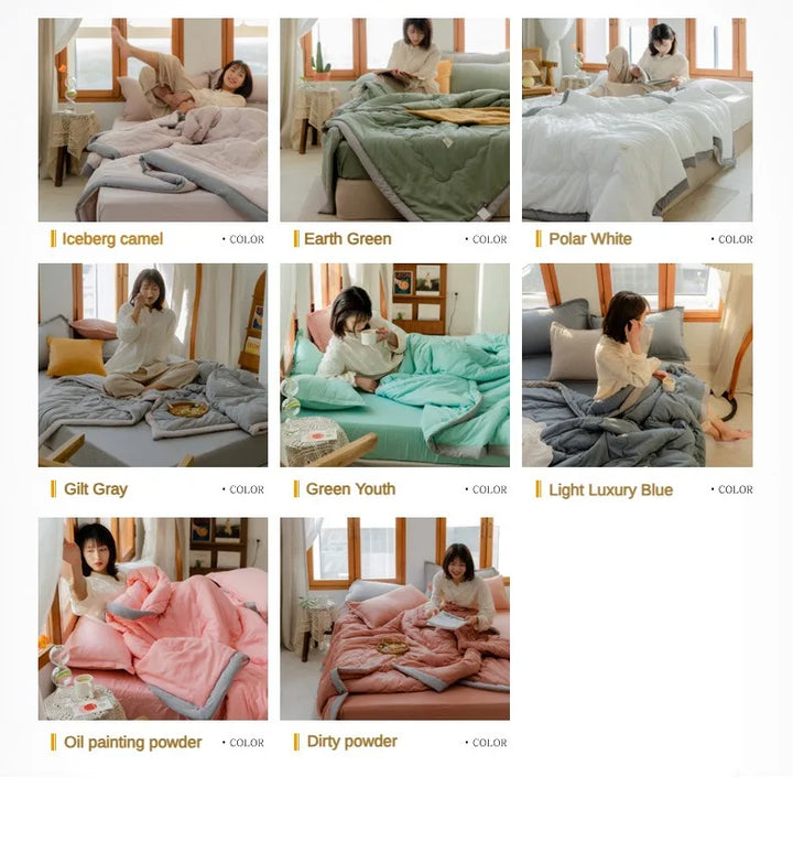 2024 Japanese Cotton-Polyester Summer Quilt – Lightweight, Washable, Skin-Friendly Solid Color Quilt | Stornfield