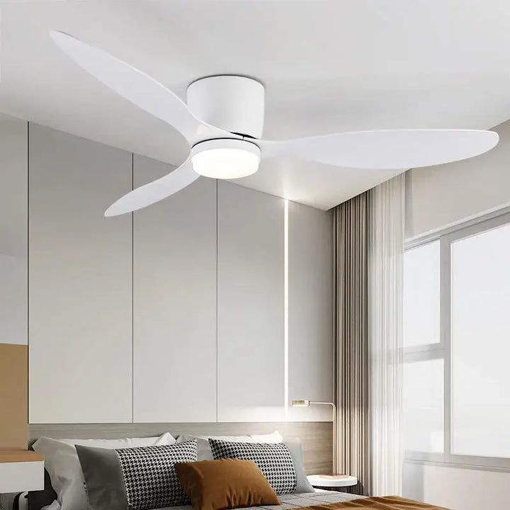 42-52 Inch Ceiling Fans with DC Motor — Remote Control Low Floor Cooling Fans, No Light, White Wood & Black Options | Stornfield