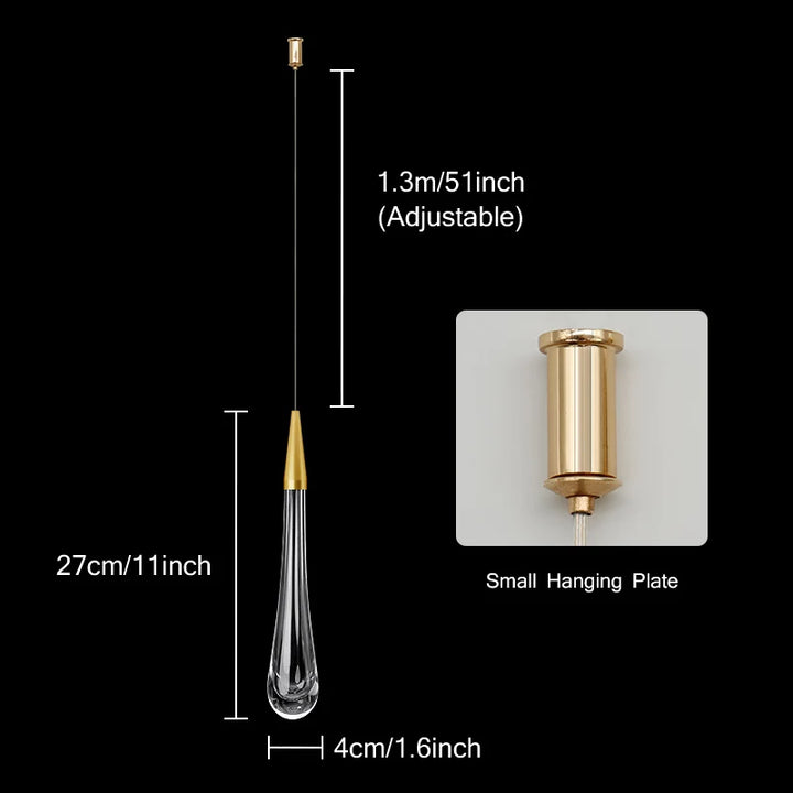 Stornfield | Crystal LED Pendant Light: Perfect for Bedrooms, Dining Rooms, Bars - Waterdrop Chandelier, Staircase Lamp for Interior Decoration