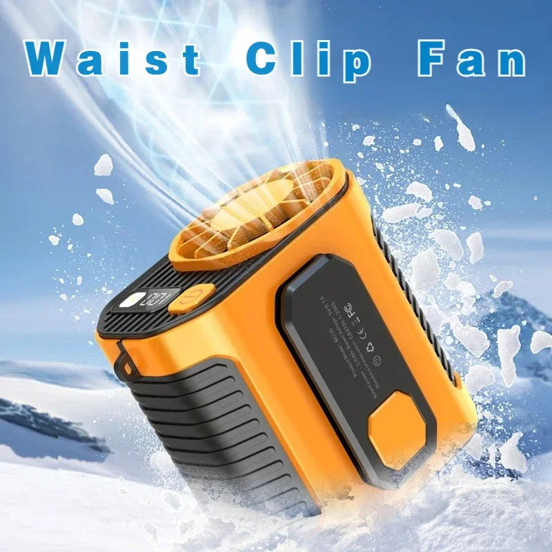 20000mAh Portable Waist Fan - Strong Wind Hanging Neck Fan with Power Bank and LED Lighting for Outdoor Sports and Work | Stornfield