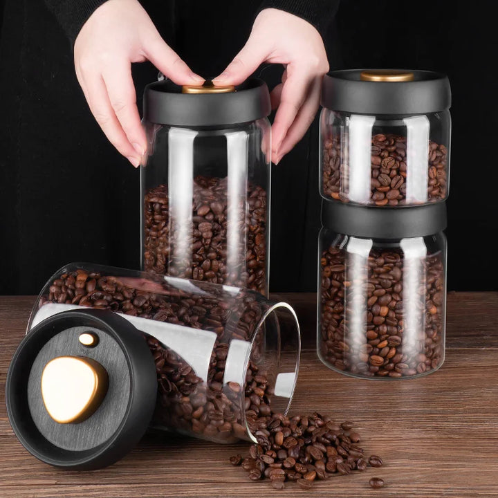 Stornfield | GIANXI Vacuum Sealed Pitcher, Coffee Beans, Glass, Airtight Container, Food, Cereals, Sweets, Storage Container, Kitchen Accessories