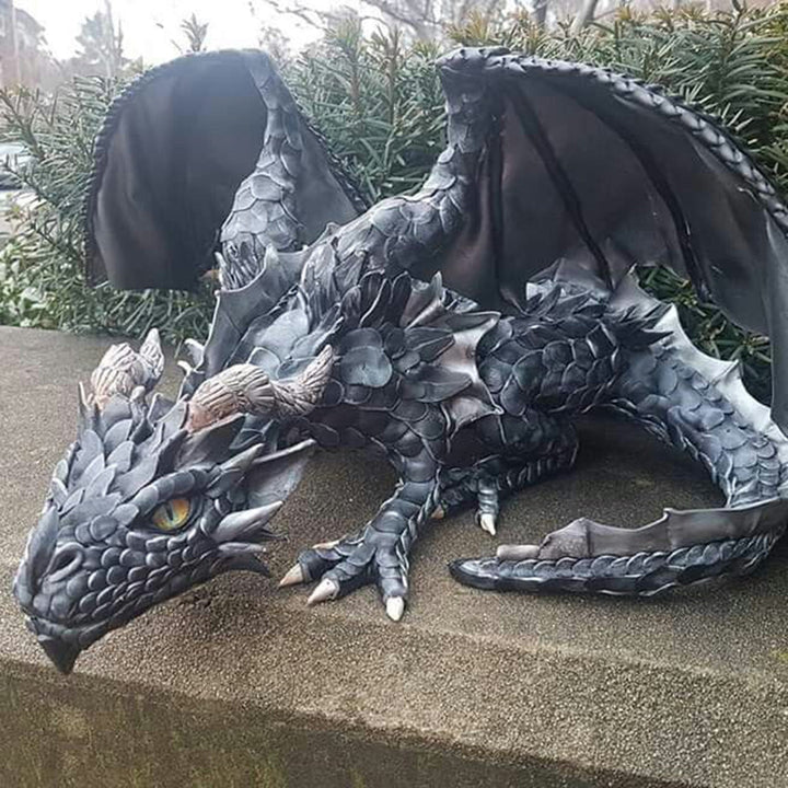 Stornfield | Crouching Dragon Guardian Statue: Gothic Outdoor Decoration