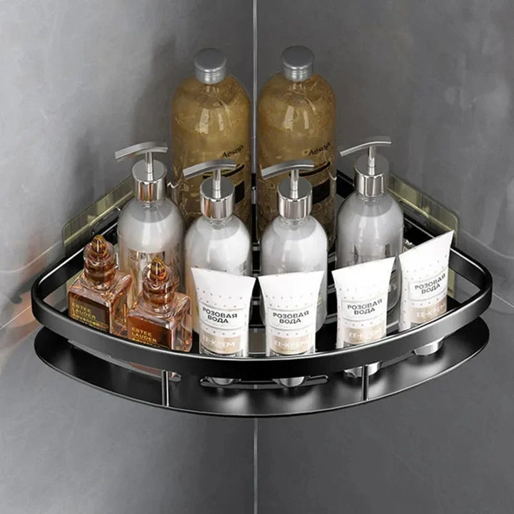 Corner Holder Aluminum Wall Shelf – Space-Saving Bathroom Organizer Without Drilling | Stornfield