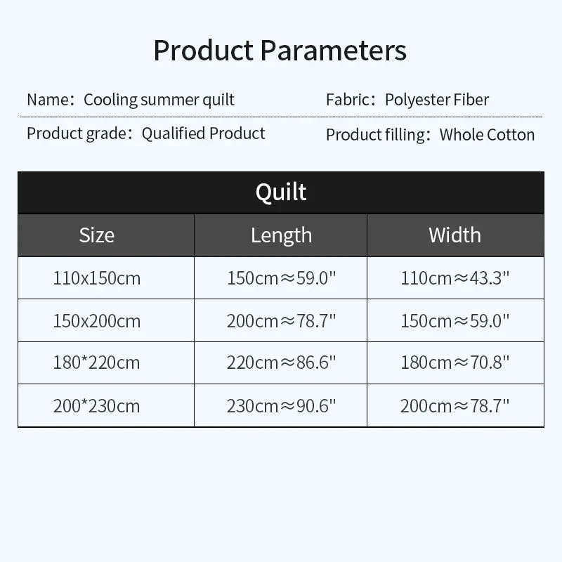 2024 Japanese Cotton-Polyester Summer Quilt – Lightweight, Washable, Skin-Friendly Solid Color Quilt | Stornfield