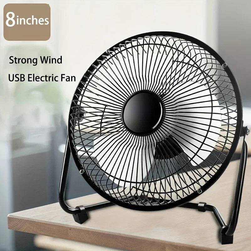 4/6/8 Inch Desktop Portable USB Electric Fan – 2-Speed Adjustable Mini Desk Fan with 4 Blades & 360° Rotation for Strong Airflow | Stornfield