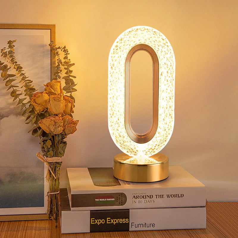 Stornfield | Lampe de table LED Crystal : Dimmable, Chargement USB, Contrôle Tactile & Télécommande
