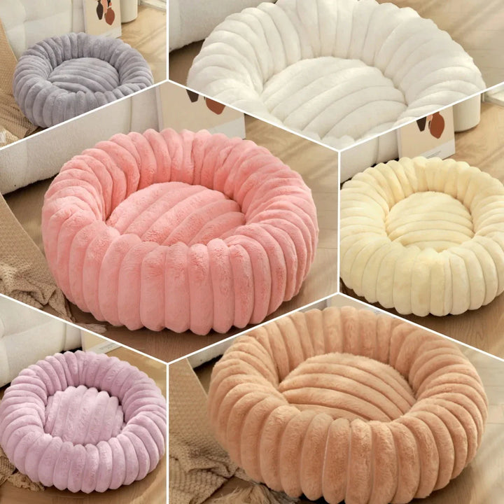Stornfield round plush donut dog bed with non-slip bottom