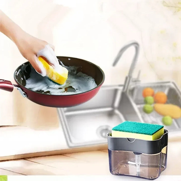 Kitchen Soap Dispenser with Sponge Holder | Push-Type Stornfield