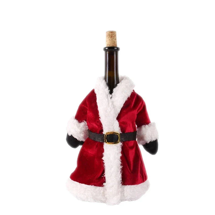 Christmas bottle cover with fur collar – festive cover for wine bottles, gnome decoration for Christmas, perfect as gift wrapping | Stornfield