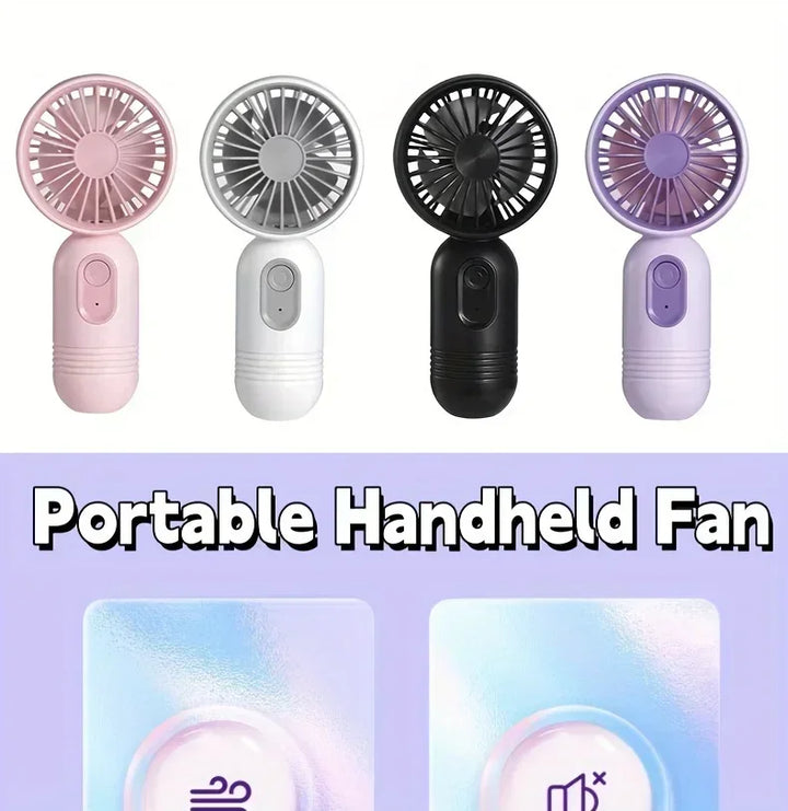Mini Handheld USB Fan – 3-Speed Strong Wind Portable Desk Fan, Rechargeable for Students, Office, Outdoor, Travel, and Camping | Stornfield