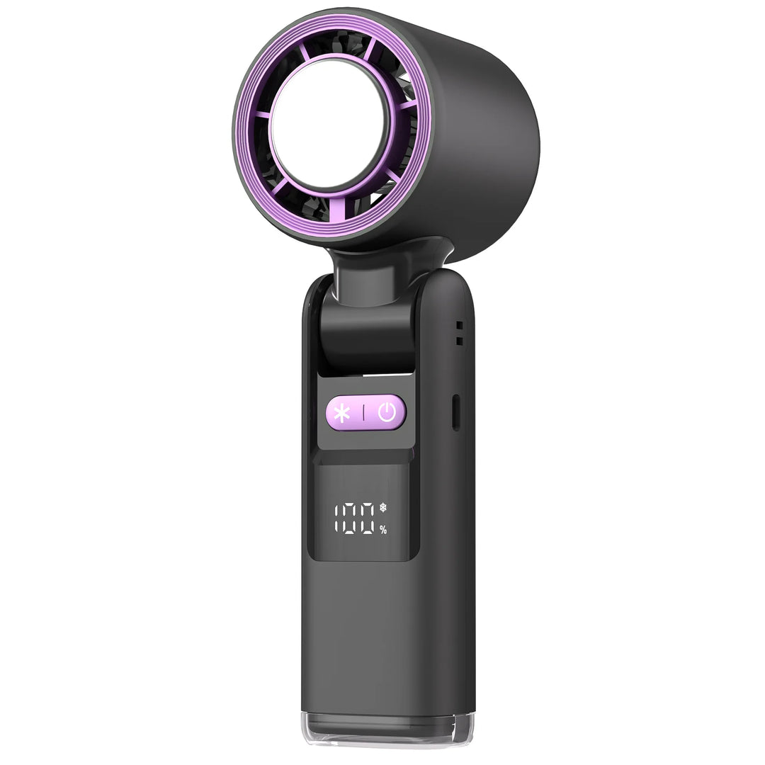 Mini handheld fan with 100 wind levels and digital display | Stornfield