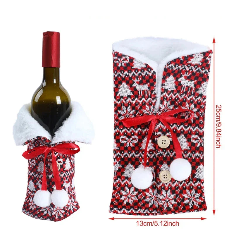 Christmas bottle cover with fur collar – festive cover for wine bottles, gnome decoration for Christmas, perfect as gift wrapping | Stornfield