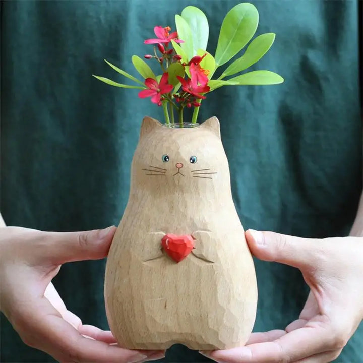 Vase fleur chat mignon