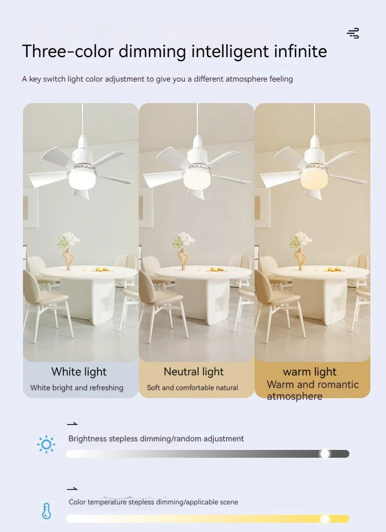 30W E27 Ceiling Fan Light with Remote - LED Dimming Function, Intelligent Silent Fan for Bedroom & Living Room | Stornfield