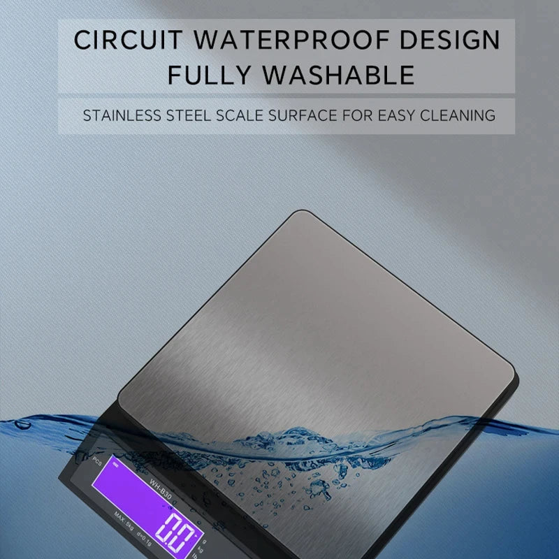 Stornfield | 5 kg/0.1 g and 10 kg/1 g digital electronic kitchen scale, LCD display, fully waterproof stainless steel weighing tool for baking