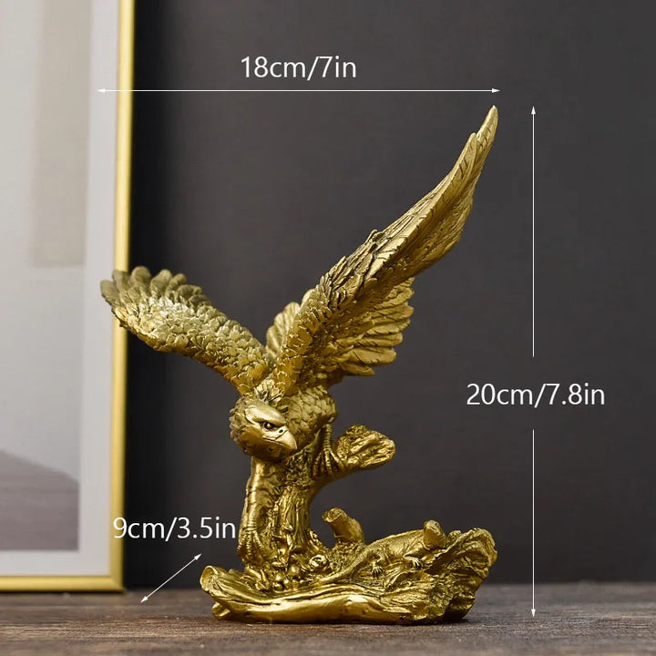 Stornfield | Resin Golden Eagle Statue Art Animal Model Collection Ornament Office Home Decor Feng Shui Simple Figurines